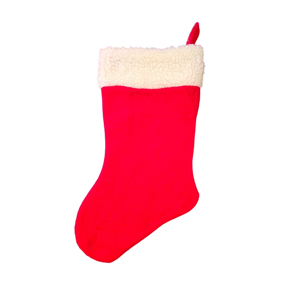 NWOT Classic Red Christmas‎ Stocking Plush Sherpa Trim Hanging Decor